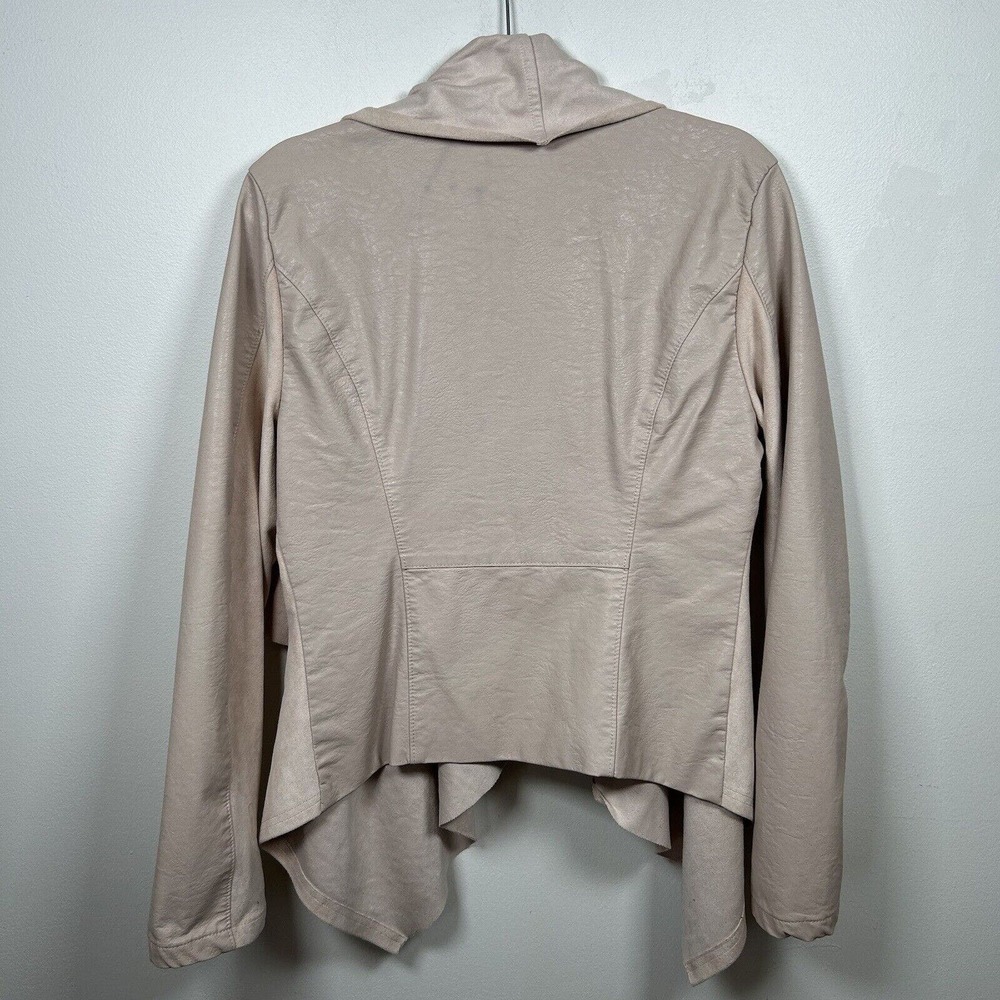 Blank NYC Mixed Media Faux Leather Draped Open Front Cardigan Jacket Size Large - Picture 5 of 8